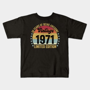 50th Birthday, 50 Year Old Gifts Vintage 1971 Limited Edition Kids T-Shirt